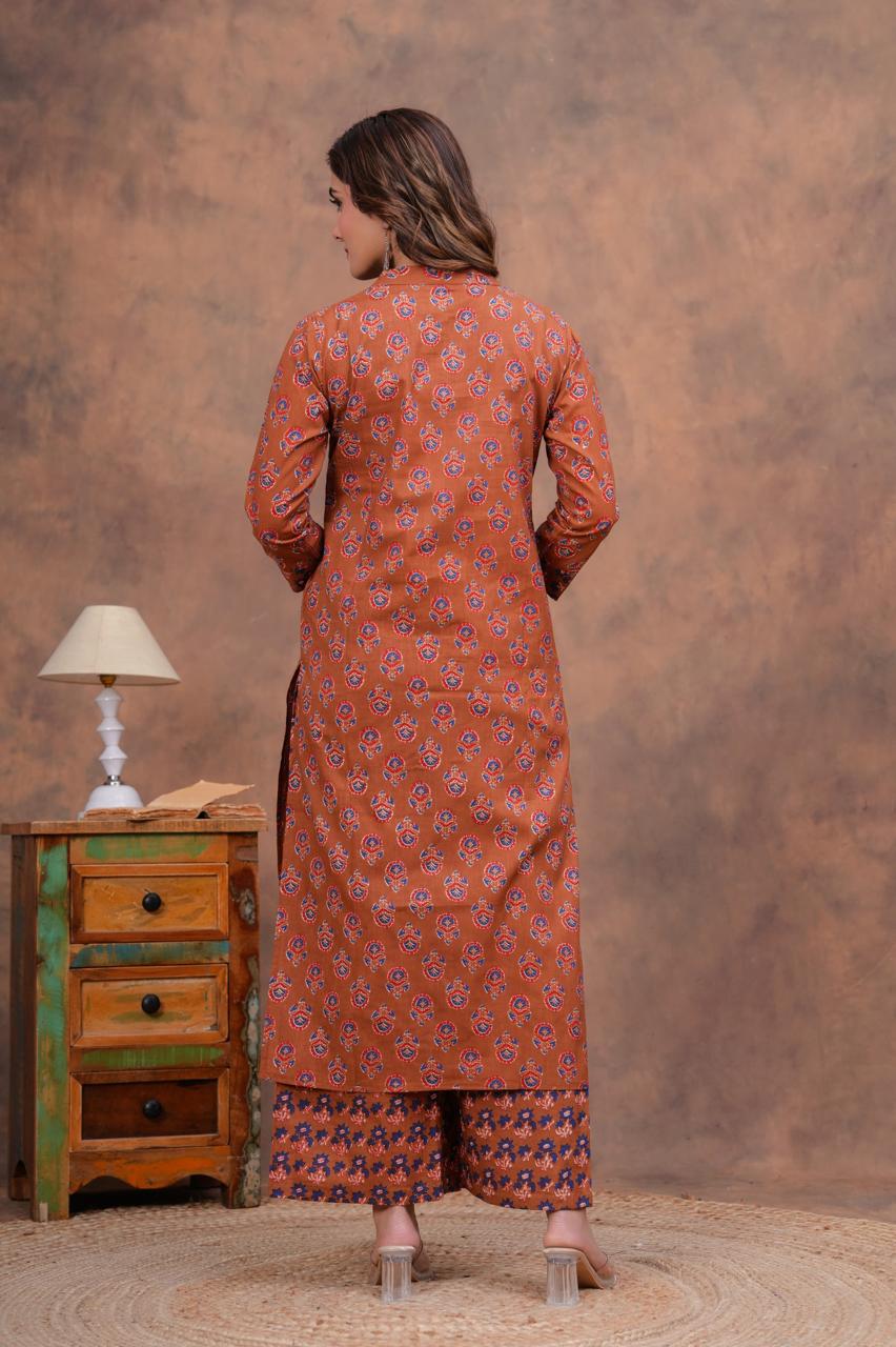 Cotton Kurti With Cottons printed plazo