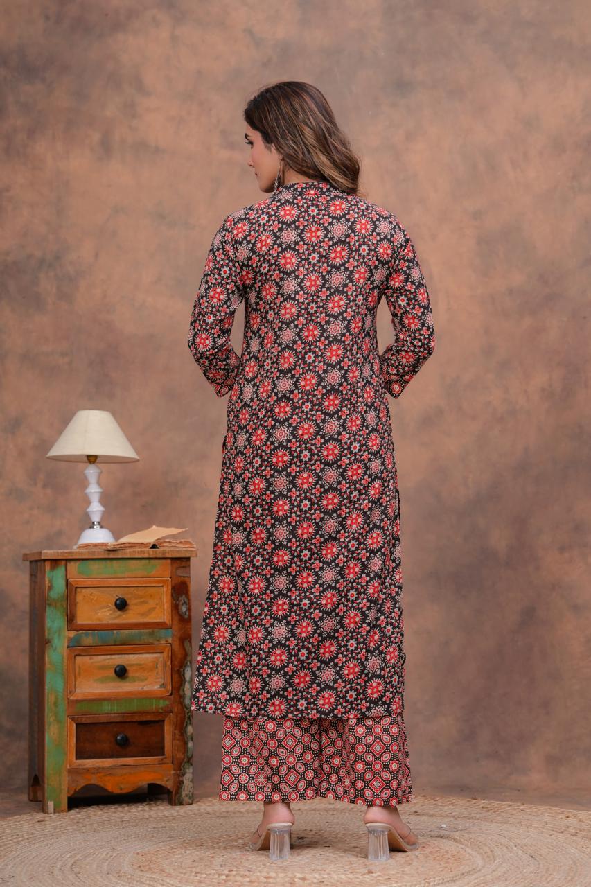 Cotton Kurti With Cottons printed plazo