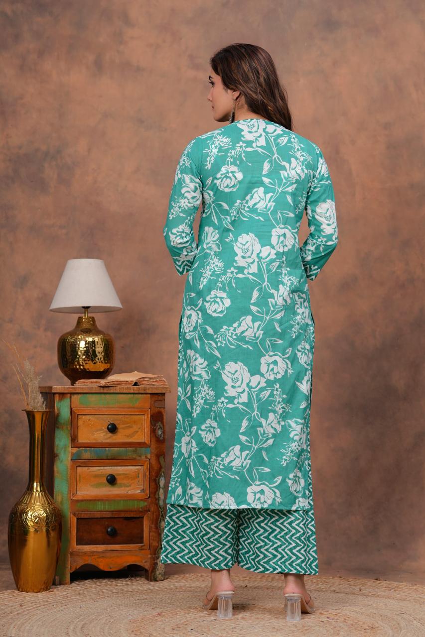 Cotton Kurti With Cottons printed plazo
