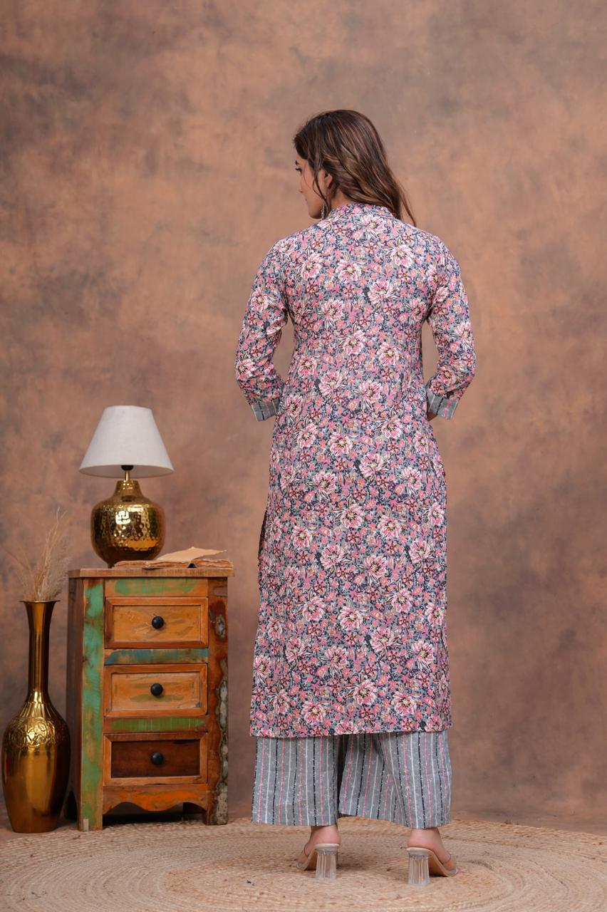 Cotton Kurti With Cottons printed plazo