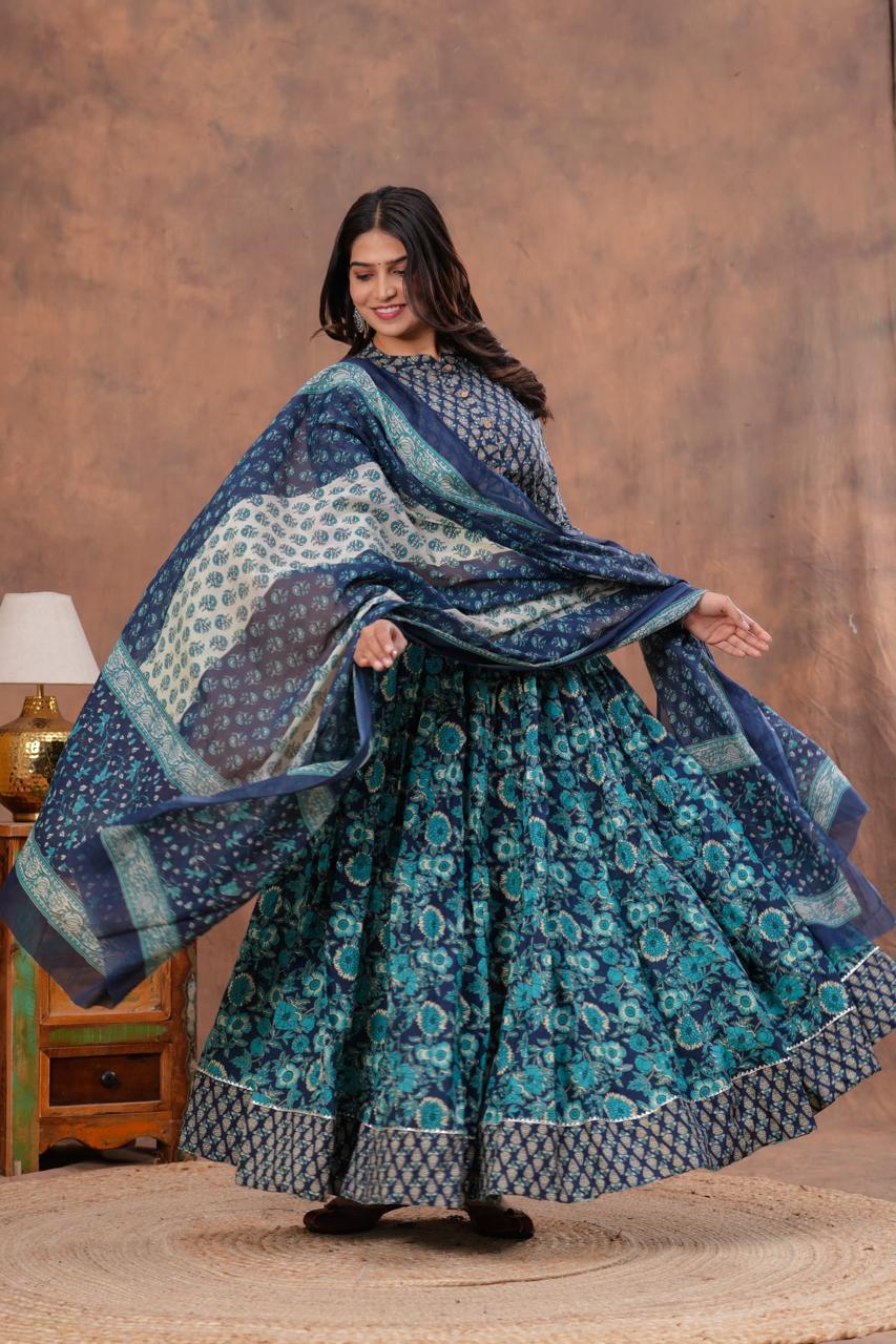 Top & Skirt With Mul Mul Dupatta