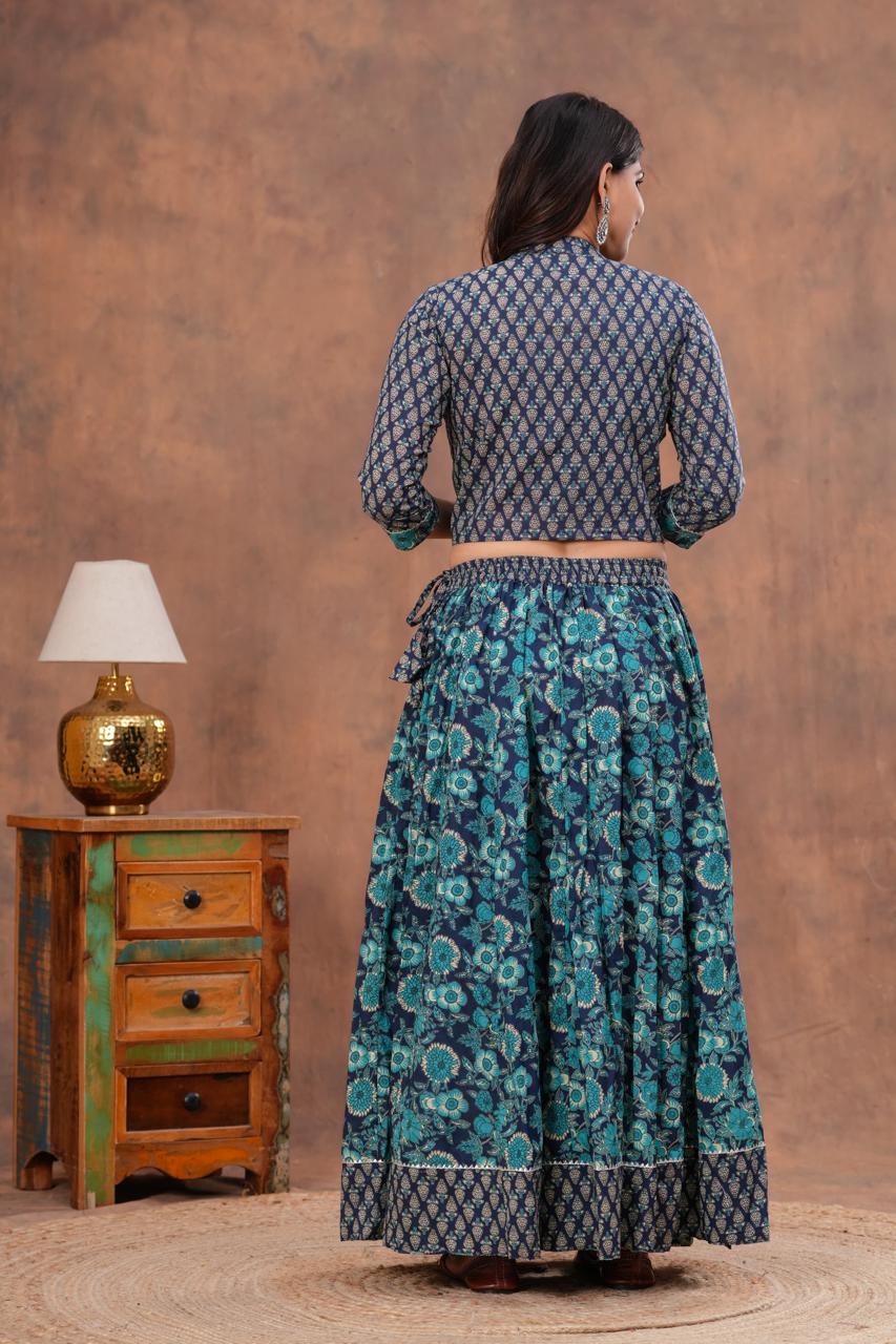 Top & Skirt With Mul Mul Dupatta