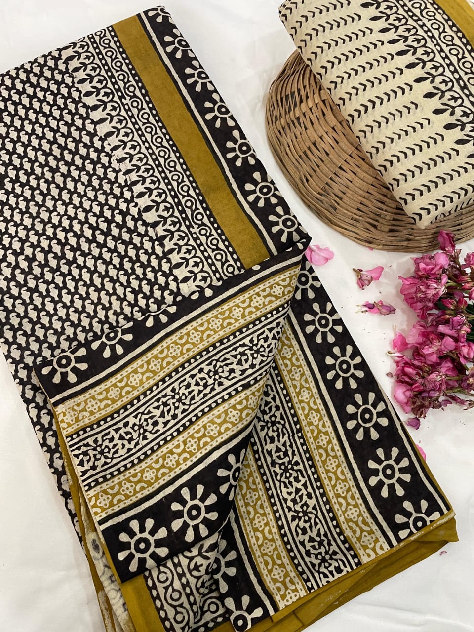Cotton Mul Mul Hand Block Printed Sarees
