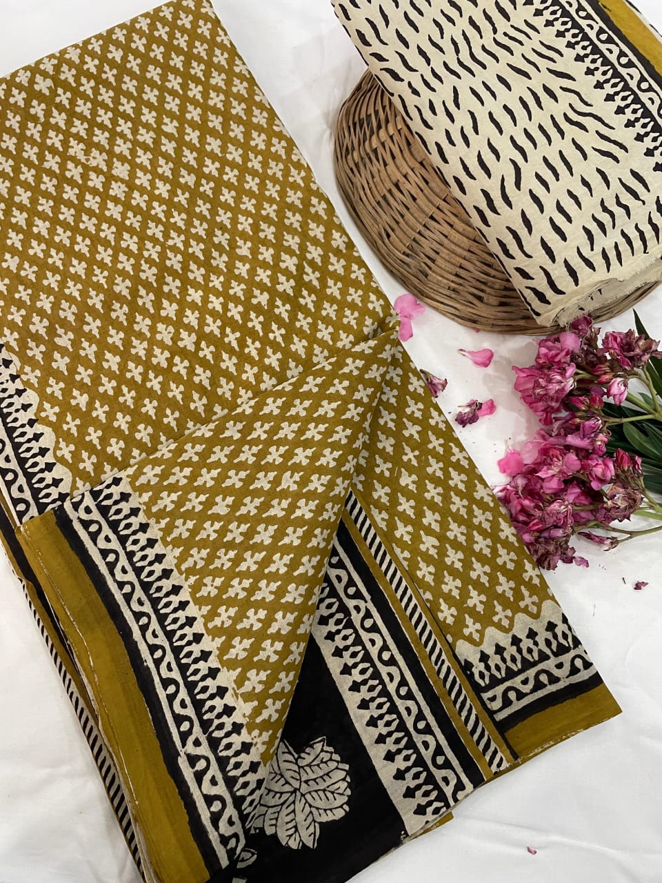 Cotton Mul Mul Hand Block Printed Sarees
