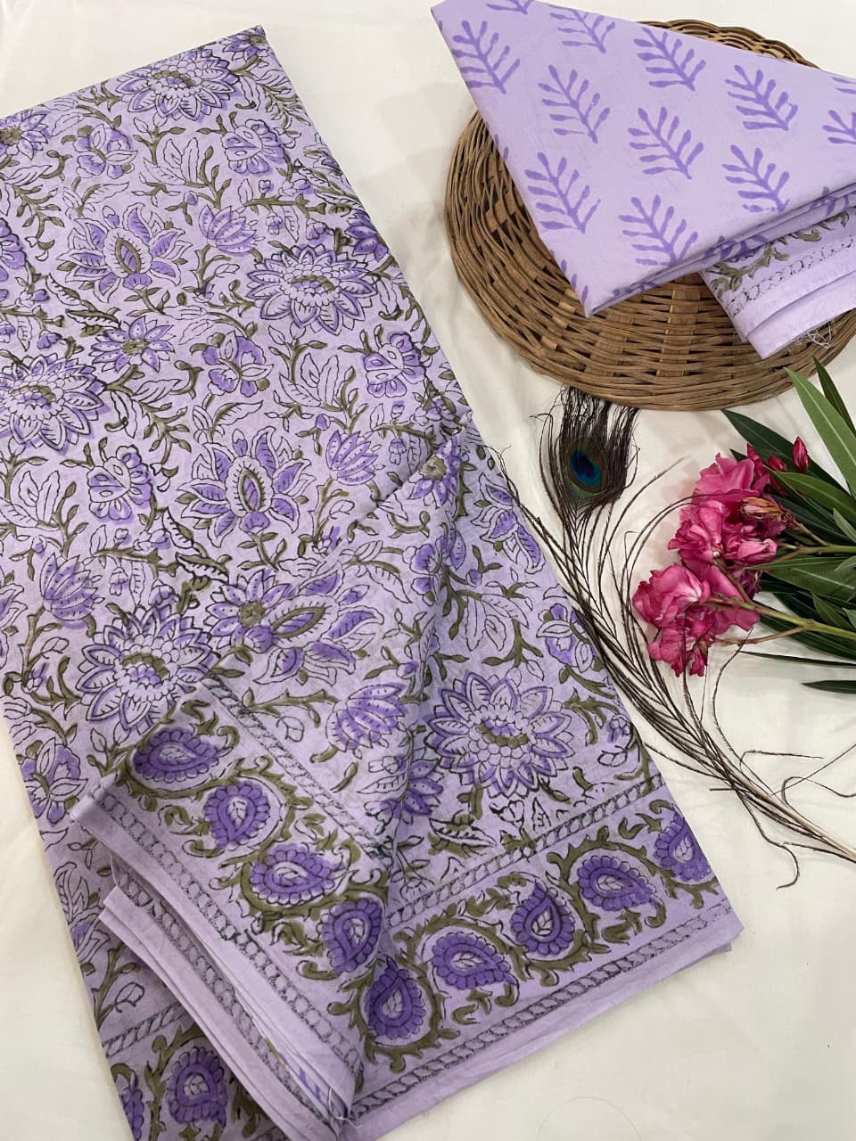 Cotton Mul Mul Hand Block Printed Sarees