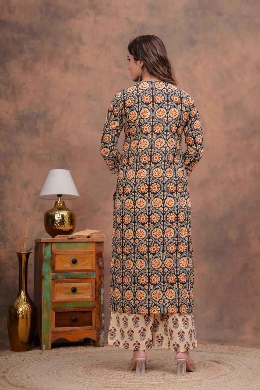 Cotton Kurti With Cottons printed plazo
