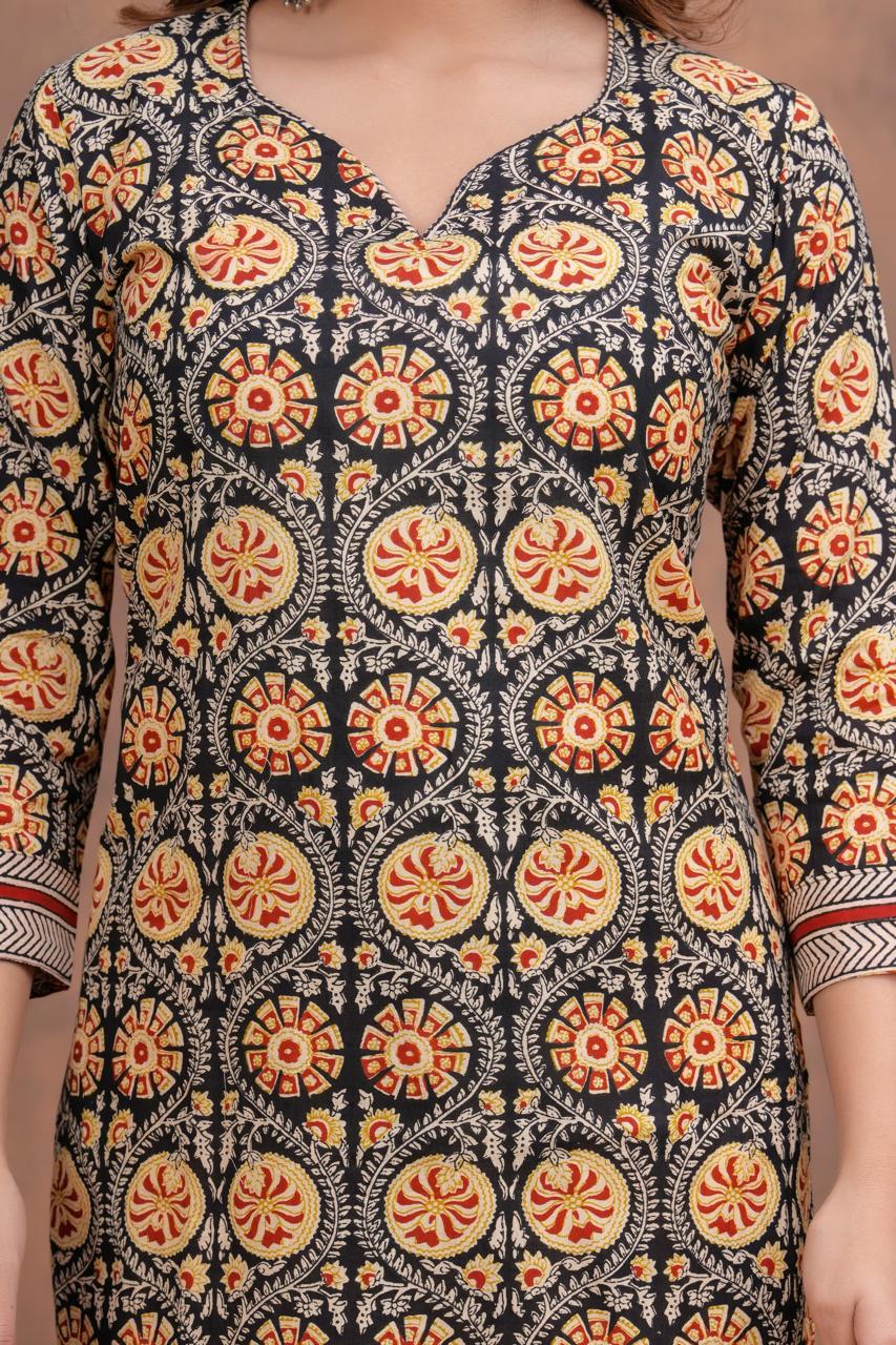Cotton Kurti With Cottons printed plazo