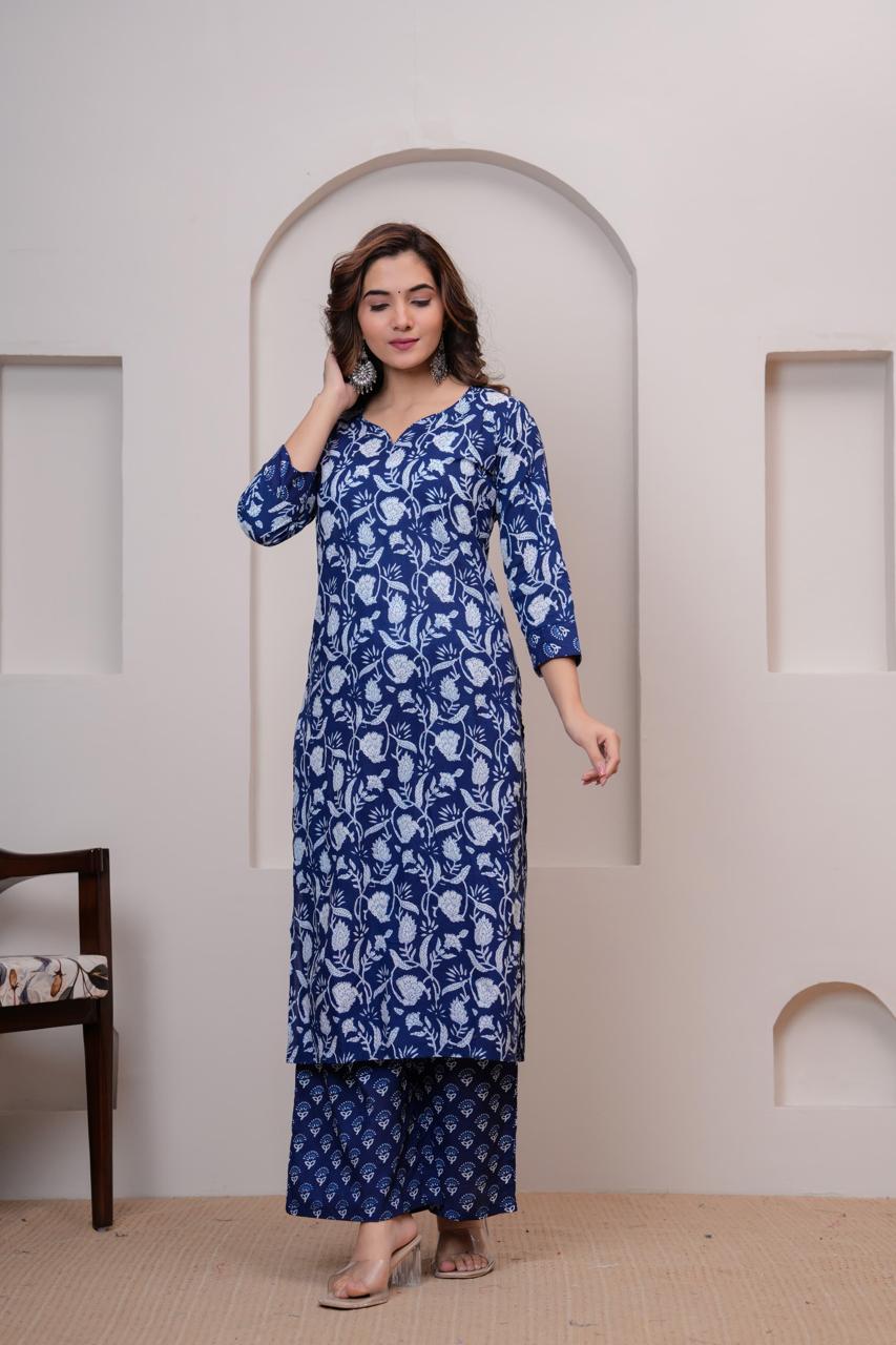 Cotton Kurti With Cottons printed plazo