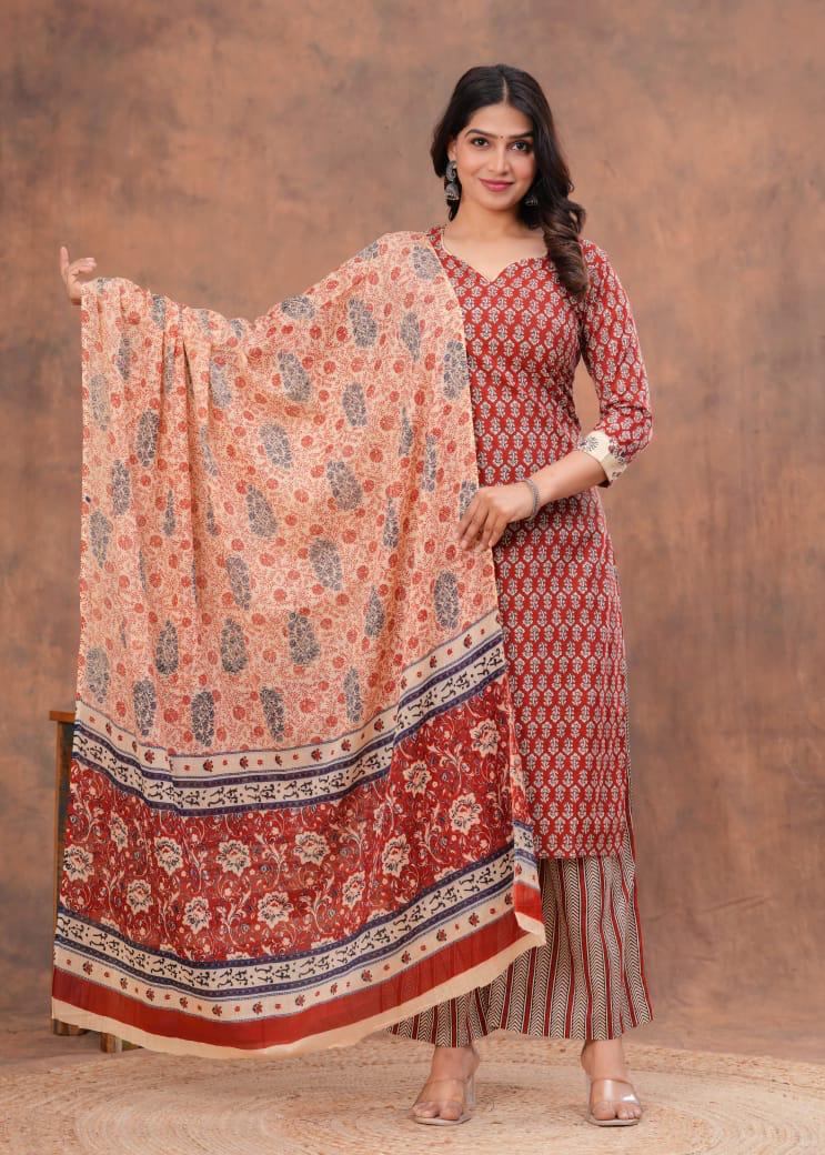 Kurta Set With Cotton Dupatta
