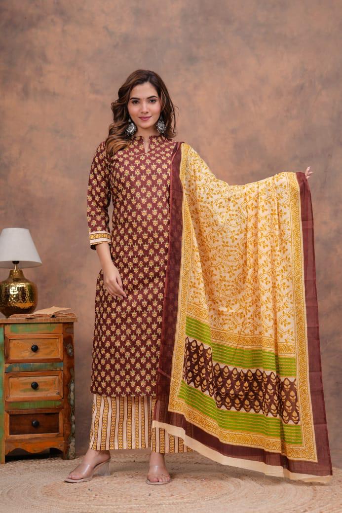Kurta Set With Cotton Dupatta