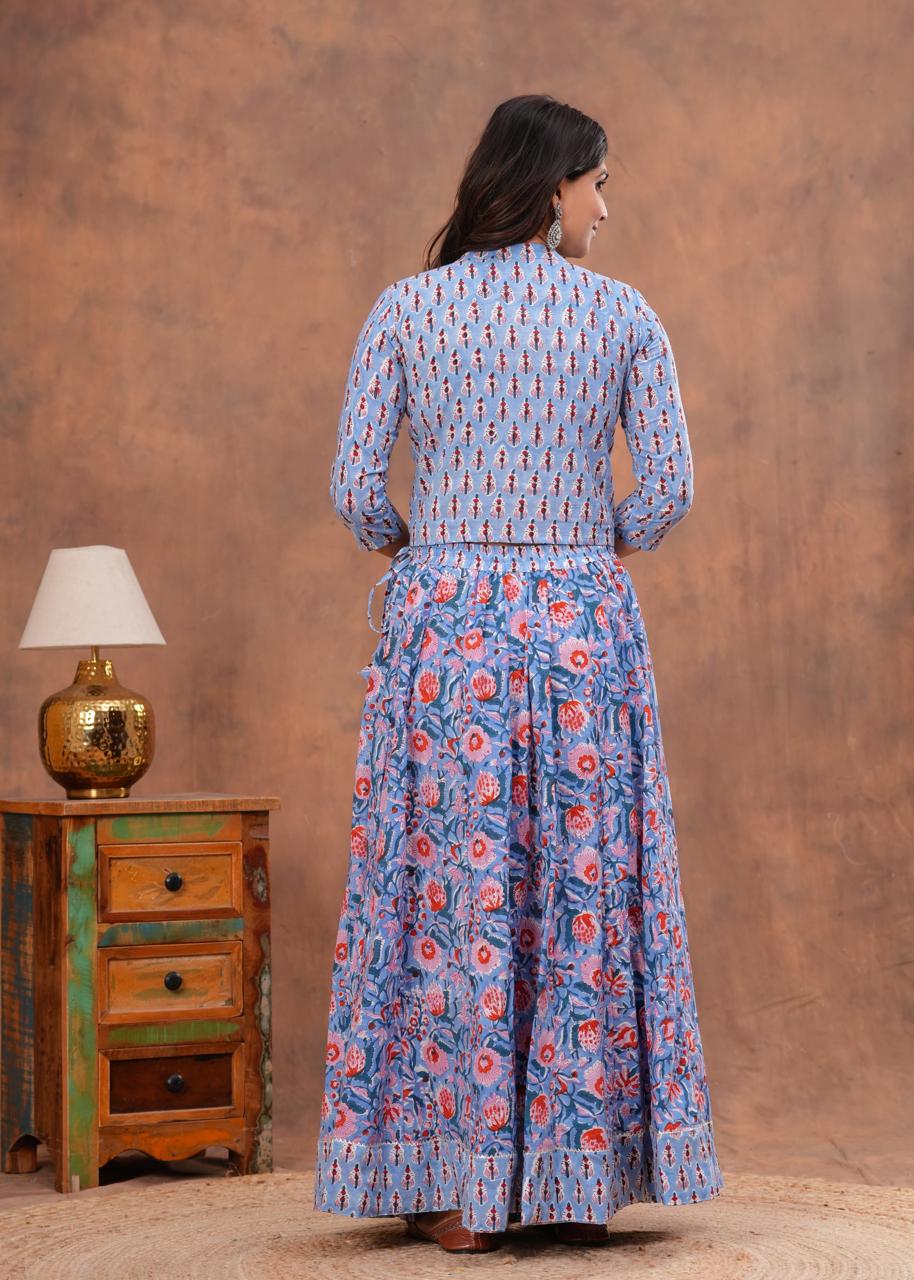 Top & Skirt With Mul Mul Dupatta