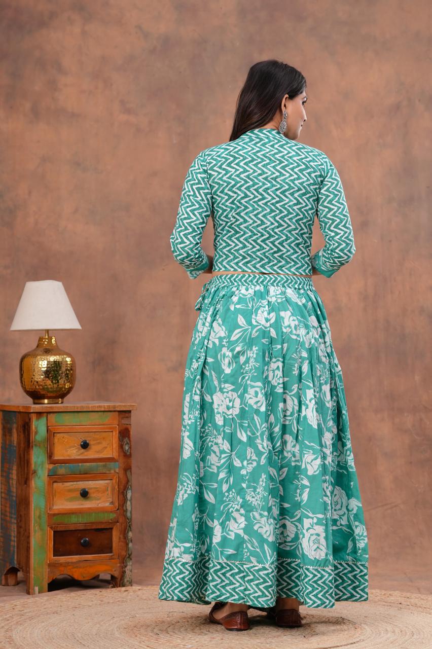 Top & Skirt With Mul Mul Dupatta