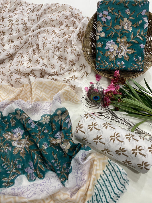 Unstiched Cotton Dupatta Suits