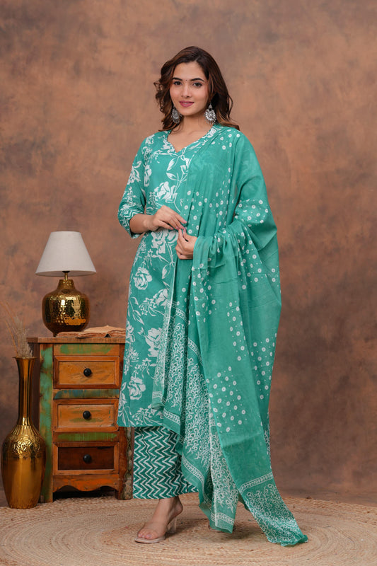 Cotton 3pc Kurti Set