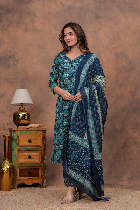 Cotton 3pc Kurti Set
