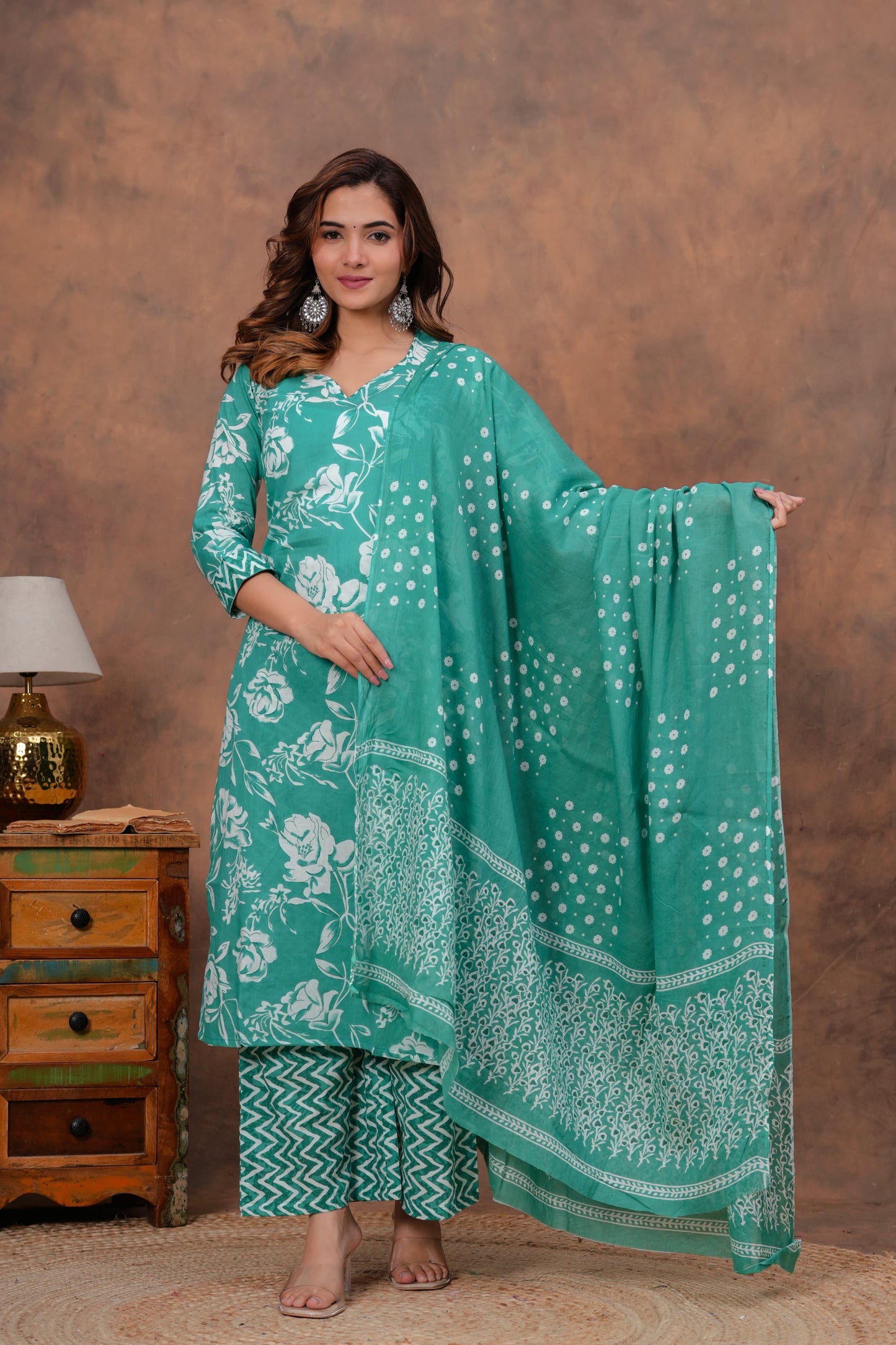 Cotton 3pc Kurti Set