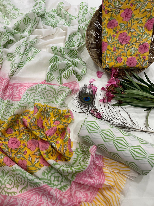 Unstiched Cotton Dupatta Suits