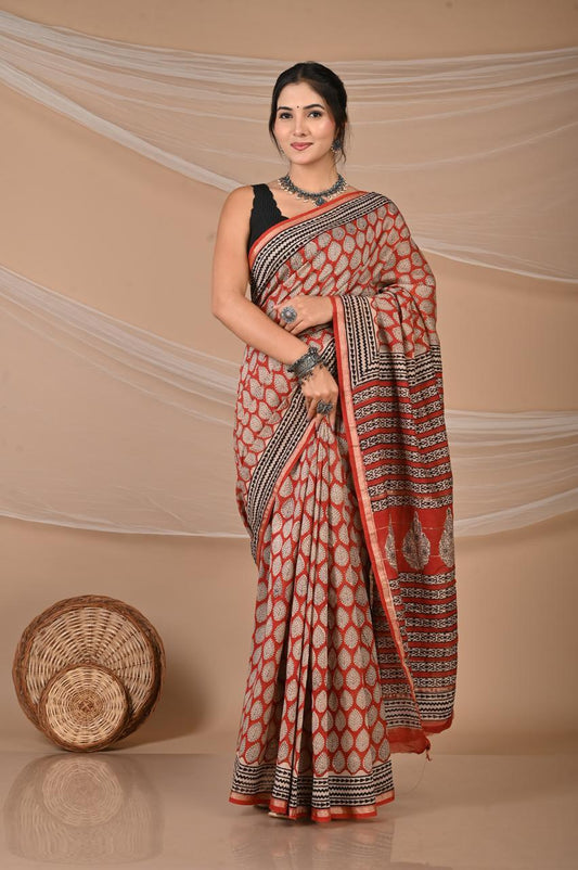 Hand Block Printed Chanderi Silk Sarees