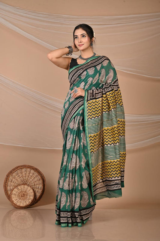 Hand Block Printed Chanderi Silk Sarees