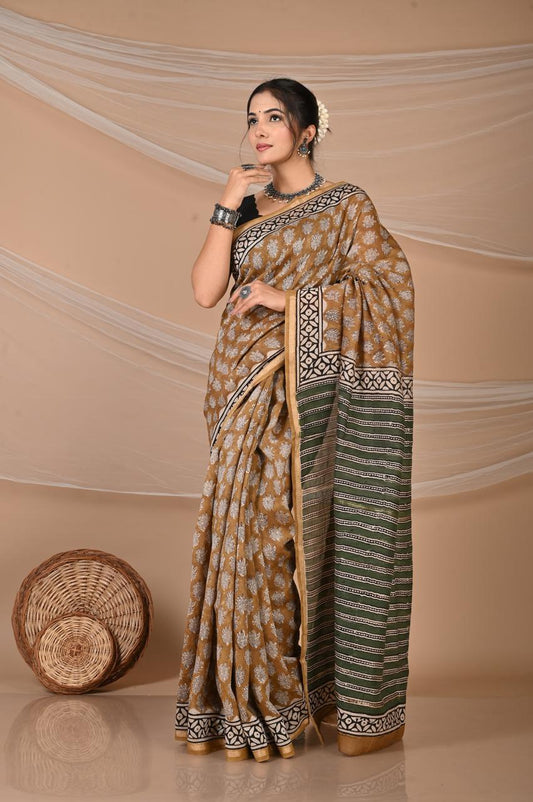 Hand Block Printed Chanderi Silk Sarees