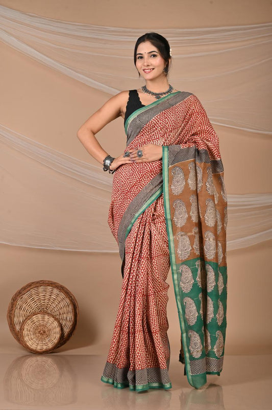 Hand Block Printed Chanderi Silk Sarees