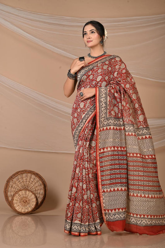 Hand Block Printed Chanderi Silk Sarees