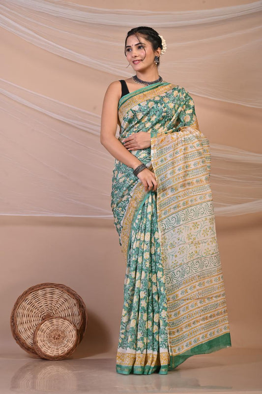 Hand Block Printed Chanderi Silk Sarees