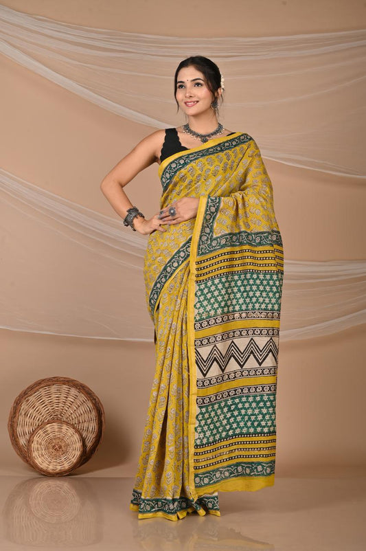 Hand Block Printed Chanderi Silk Sarees
