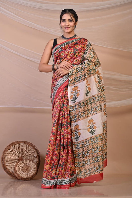 Hand Block Printed Chanderi Silk Sarees