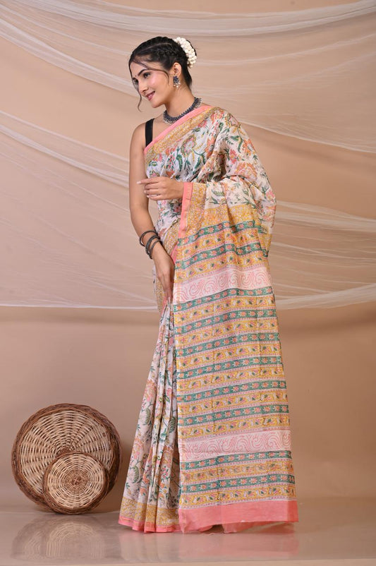 Hand Block Printed Chanderi Silk Sarees