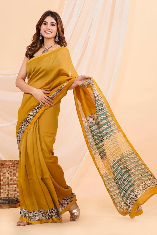 Hand Block Printed Chanderi Silk Sarees