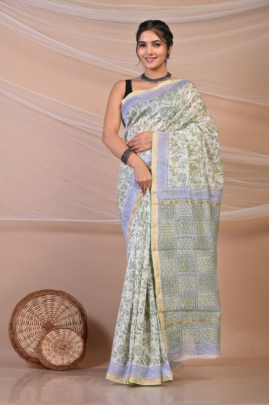 Hand Block Printed Chanderi Silk Sarees