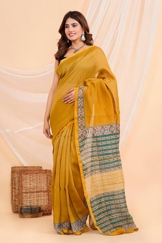 Hand Block Printed Chanderi Silk Sarees