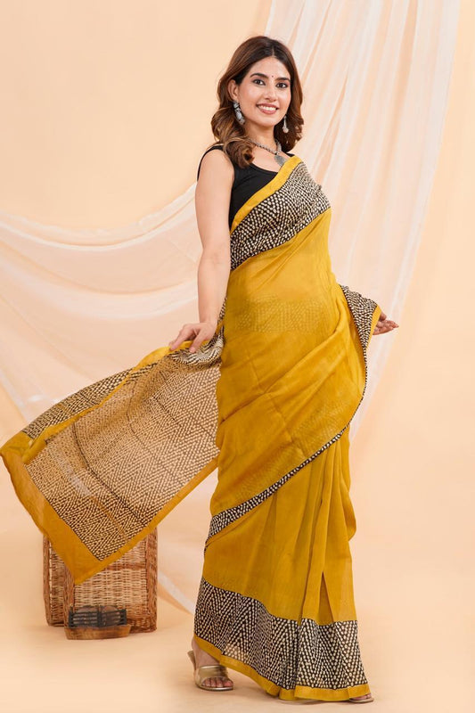 Hand Block Printed Chanderi Silk Sarees