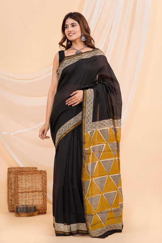 Hand Block Printed Chanderi Silk Sarees