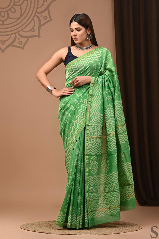Hand Block Printed Chanderi Silk Sarees