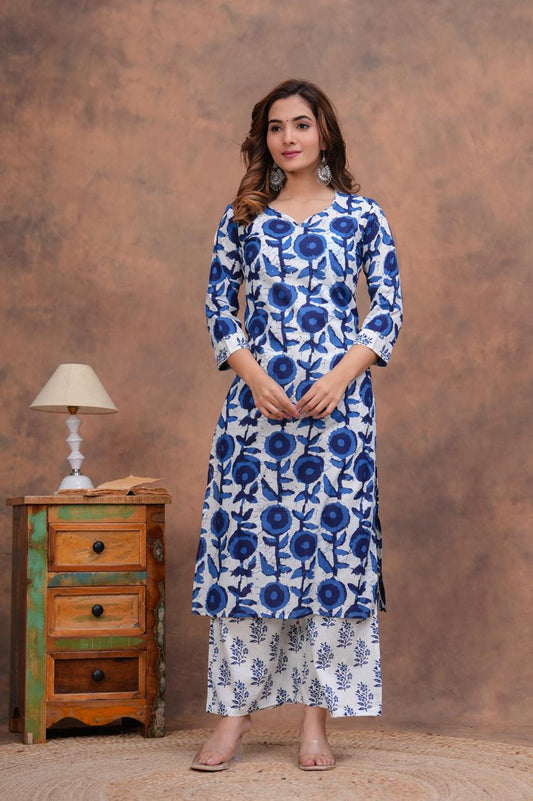 Cotton Kurti With Cottons printed plazo