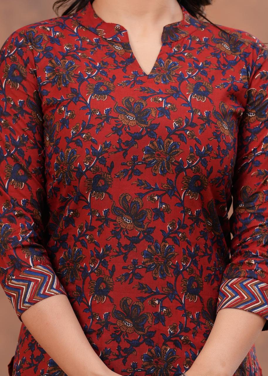 Cotton Kurti With Cottons printed plazo