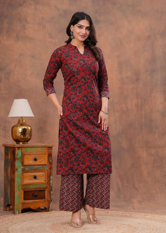 Cotton Kurti With Cottons printed plazo