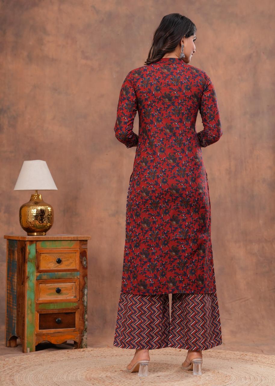 Cotton Kurti With Cottons printed plazo
