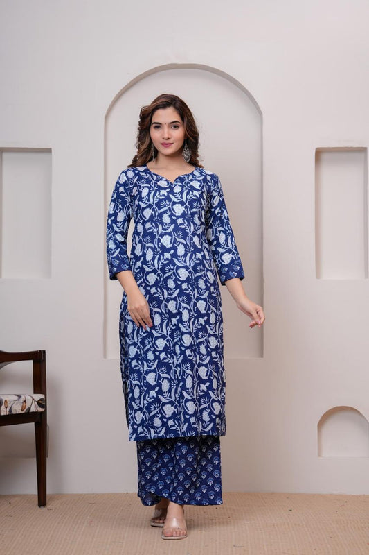Cotton Kurti With Cottons printed plazo