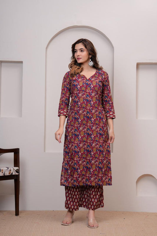 Cotton Kurti With Cottons printed plazo