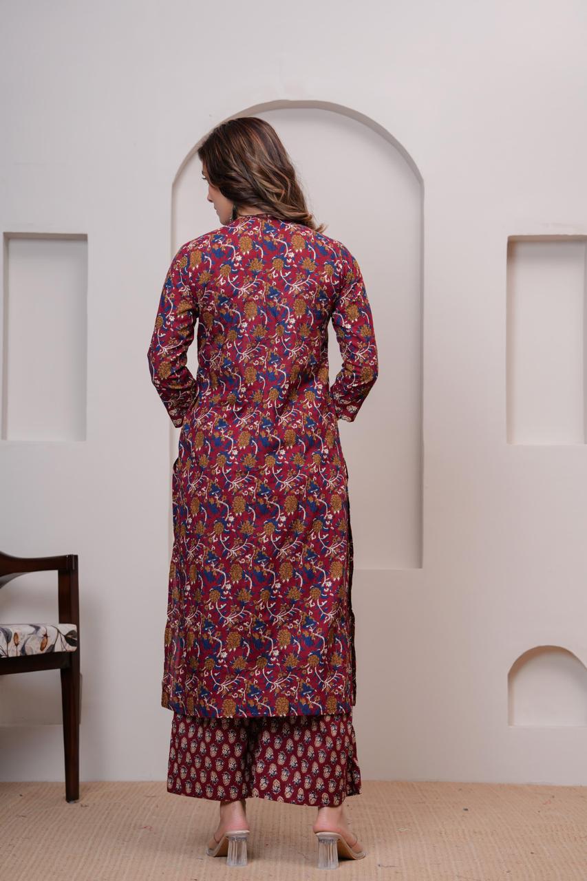Cotton Kurti With Cottons printed plazo