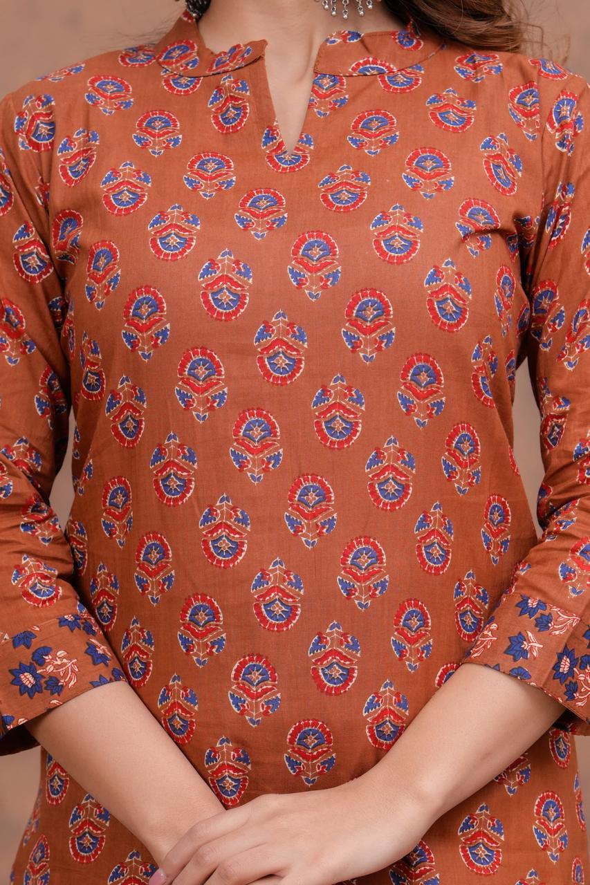 Cotton Kurti With Cottons printed plazo