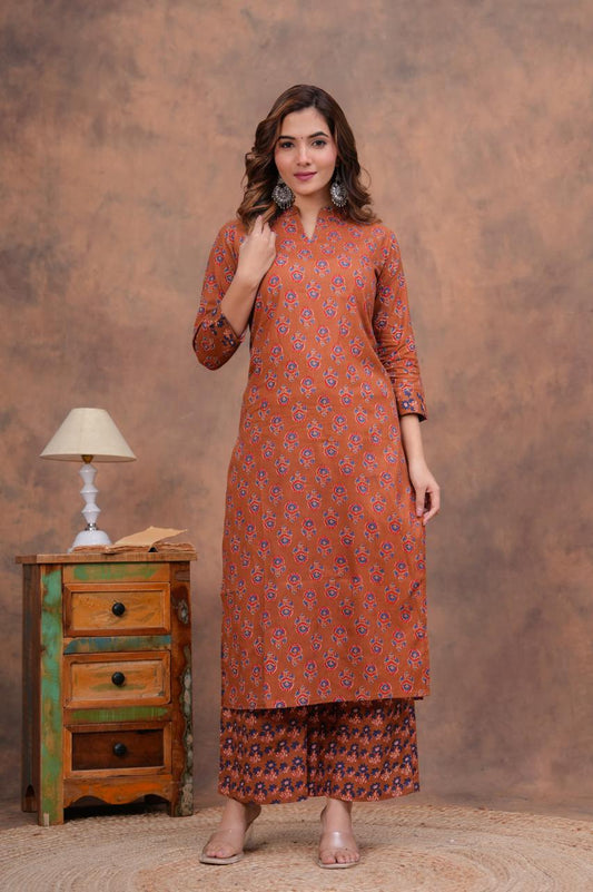 Cotton Kurti With Cottons printed plazo