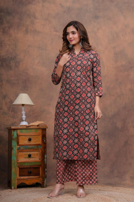 Cotton Kurti With Cottons printed plazo