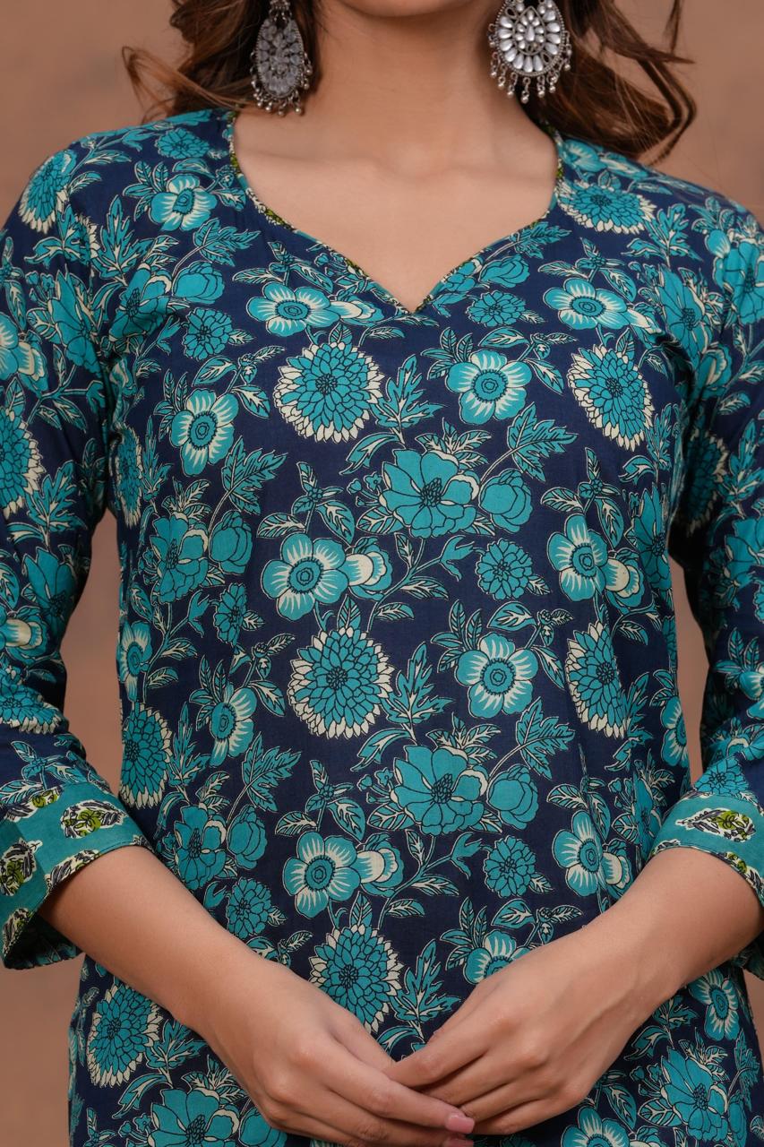 Cotton Kurti With Cottons printed plazo