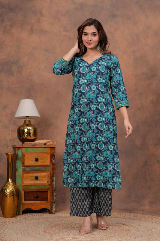 Cotton Kurti With Cottons printed plazo