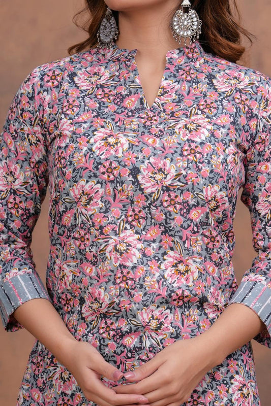 Cotton Kurti With Cottons printed plazo