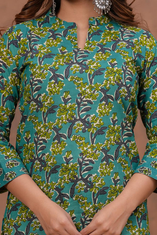 Cotton Kurti With Cottons printed plazo